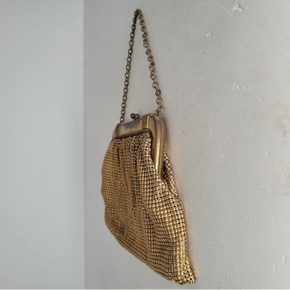 Vintage Whiting & Davis 40s Gold Mesh Evening Cocktail Chain Wristlet Bag - Picture 5 of 15